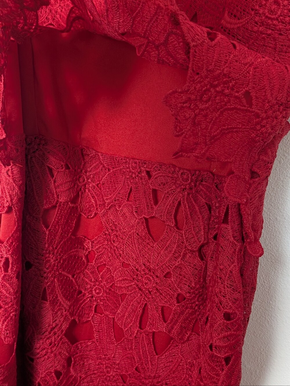 NWT Sociology Women’s Red Floral Cutout Lace Popover Sheath Mini Dress Size XL - Picture 6 of 13